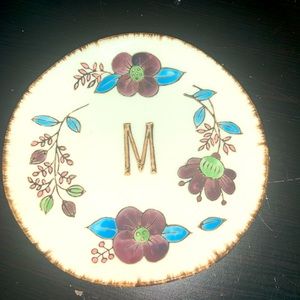Trinket Jewelry holder 5.5” Dish plate M initial Floral creative co-op